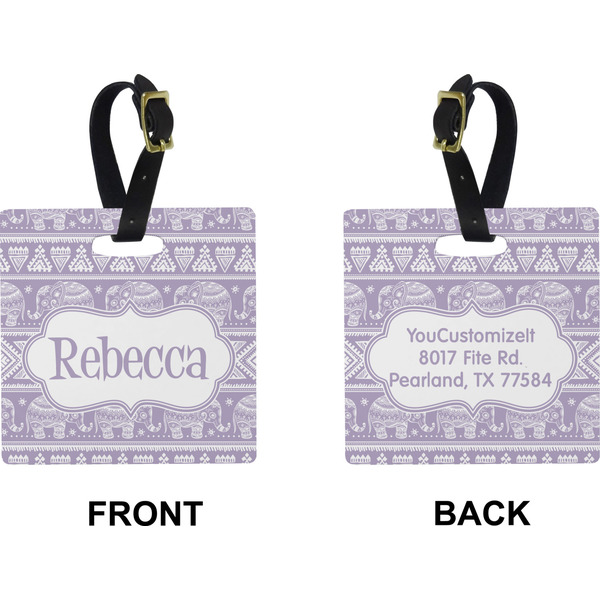 Baby Elephant Square Luggage Tag (Front + Back)