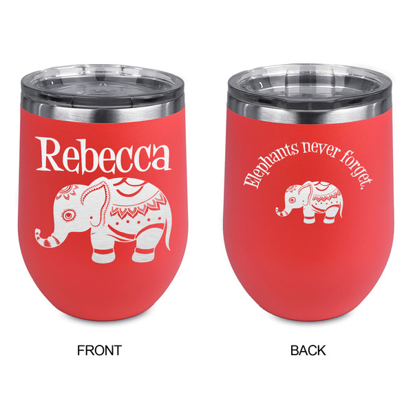 Baby Elephant Stainless Wine Tumblers - Coral - Double Sided - Approval