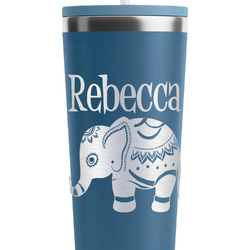 Baby Elephant RTIC Everyday Tumbler with Straw - 28oz - Steel Blue - Double-Sided (Personalized)