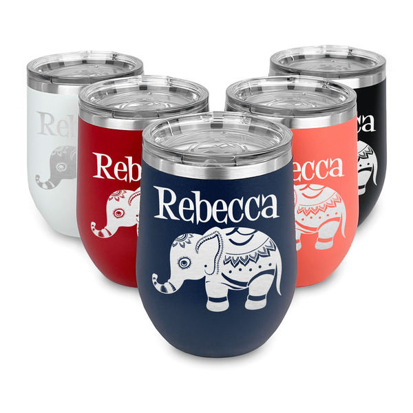 Baby Elephant Steel Wine Tumblers Multiple Colors