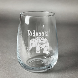 Baby Elephant Stemless Wine Glass - Engraved (Personalized)