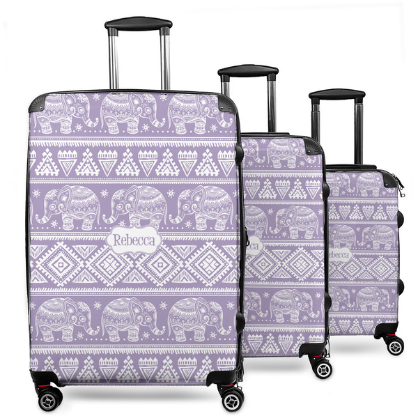 Custom Baby Elephant 3 Piece Luggage Set - 20" Carry On, 24" Medium Checked, 28" Large Checked (Personalized)