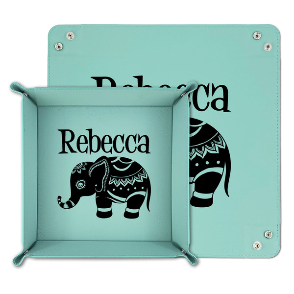 Baby Elephant Teal Faux Leather Valet Trays - PARENT MAIN