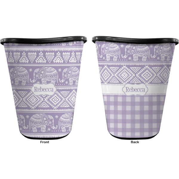Baby Elephant Trash Can Black - Front and Back - Apvl