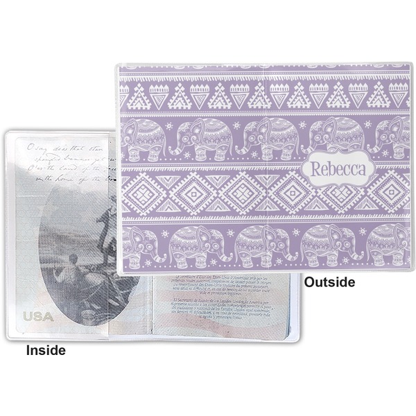 Baby Elephant Vinyl Passport Holder - Flat Front and Back