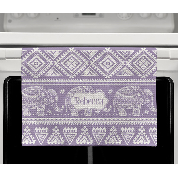 Baby Elephant Waffle Weave Towel - Full Color Print - Lifestyle2 Image
