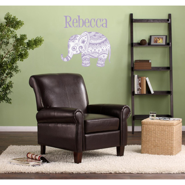 Baby Elephant Wall Graphic on Living Room Wall