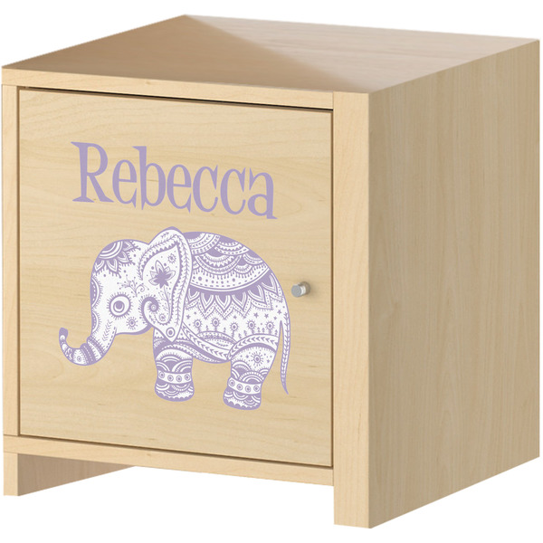 Baby Elephant Wall Graphic on Wooden Cabinet