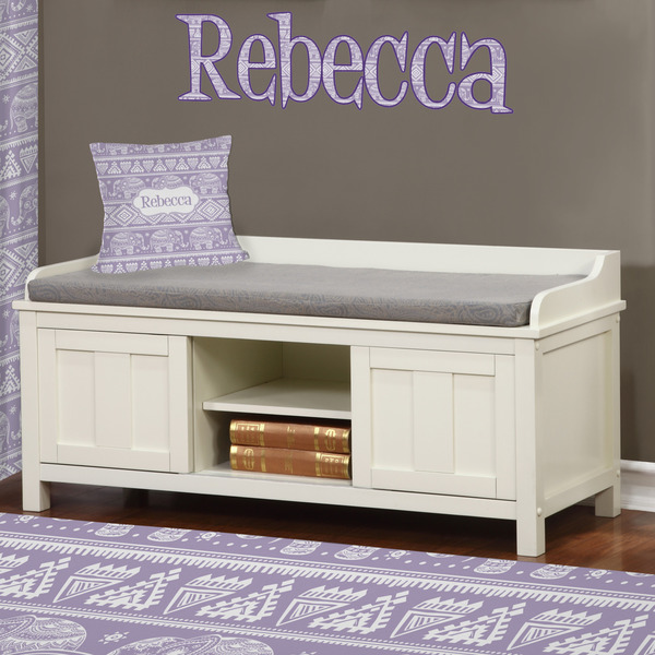 Baby Elephant Wall Name Decal Above Storage bench