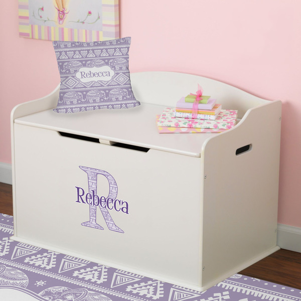 Baby Elephant Wall Name & Initial Small on Toy Chest