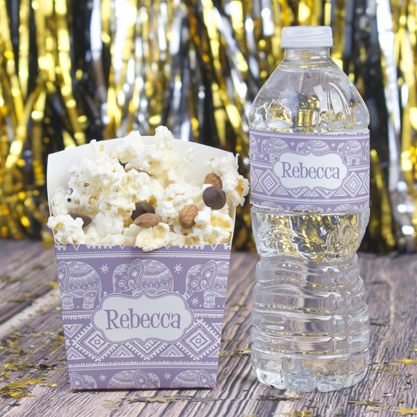 Baby Elephant Water Bottle Label - w/ Favor Box