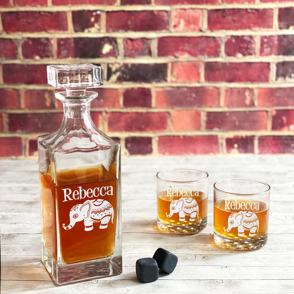 Baby Elephant Whiskey Decanters - 30oz Square - LIFESTYLE