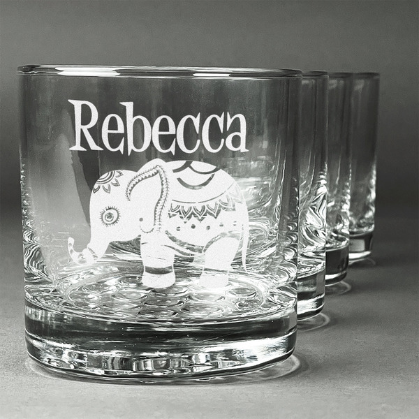 Custom Baby Elephant Whiskey Glasses (Set of 4) (Personalized)