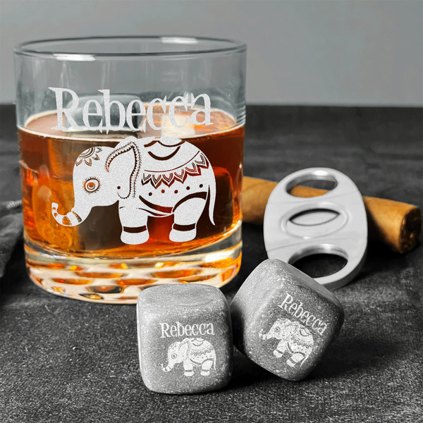 Baby Elephant Whiskey Stones - Set of 9 - In Context
