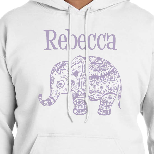 Baby Elephant White Hoodie on Model - CloseUp