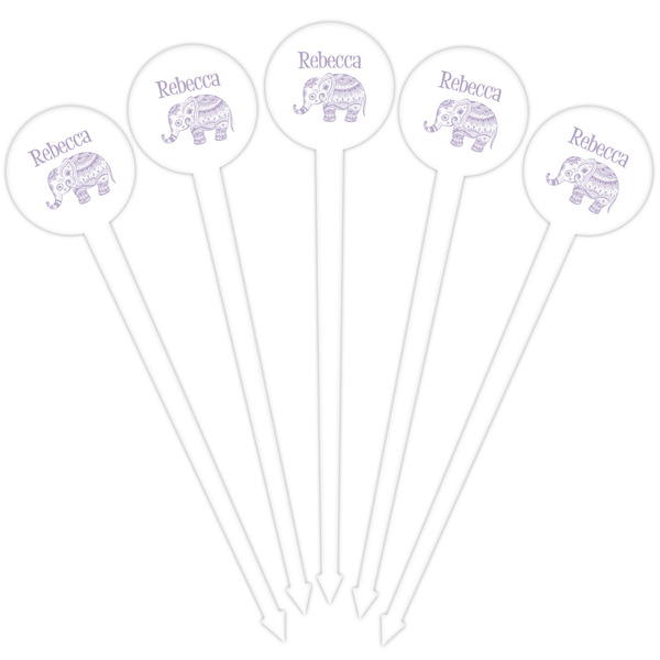 Baby Elephant White Plastic 4" Food Pick - Round - Fan View