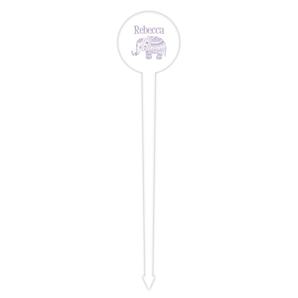 Baby Elephant White Plastic 4" Food Pick - Round - Single Pick