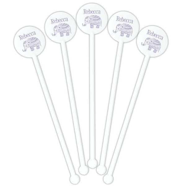 Baby Elephant White Plastic 5.5" Stir Stick - Fan View