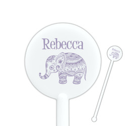 Baby Elephant 5.5" Round Plastic Stir Sticks - White - Double Sided (Personalized)