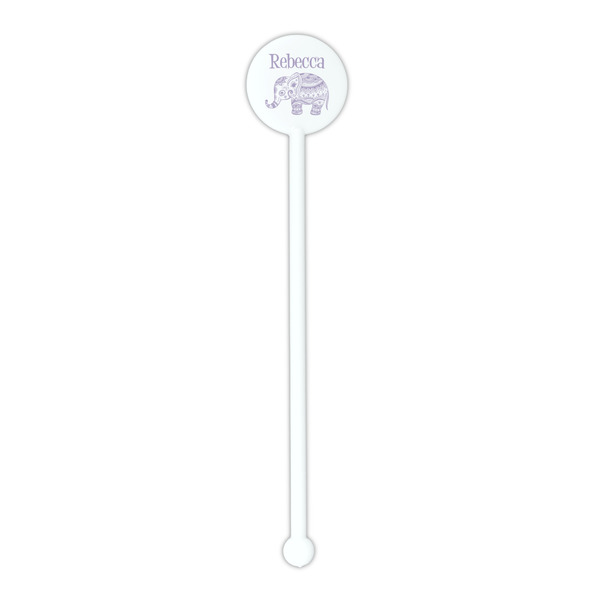 Baby Elephant White Plastic 5.5" Stir Stick - Round - Single Stick