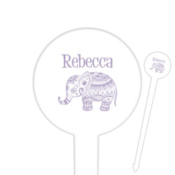 Baby Elephant 6" Round Plastic Food Picks - White - Single Sided (Personalized)