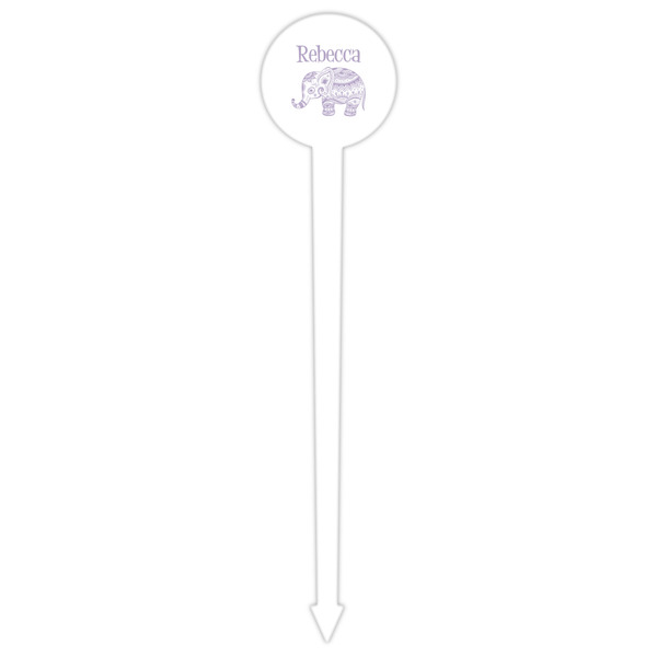 Baby Elephant White Plastic 6" Food Pick - Round - Single Pick