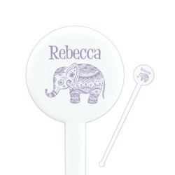 Baby Elephant 7" Round Plastic Stir Sticks - White - Single Sided (Personalized)
