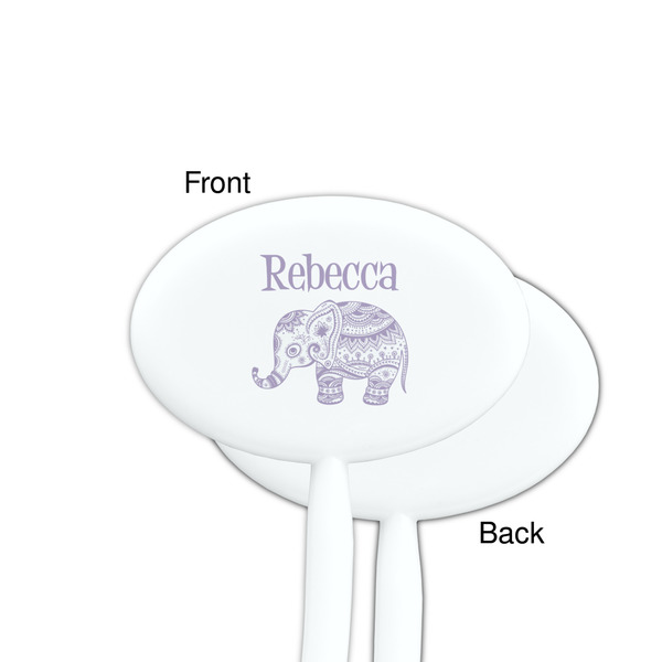 Baby Elephant White Plastic 7" Stir Stick - Single Sided - Oval - Front & Back