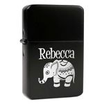 Baby Elephant Windproof Lighter - Black - Single Sided & Lid Engraved (Personalized)