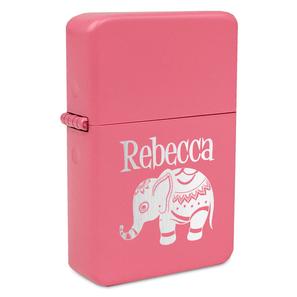 Custom Baby Elephant Windproof Lighter - Pink - Double Sided (Personalized)