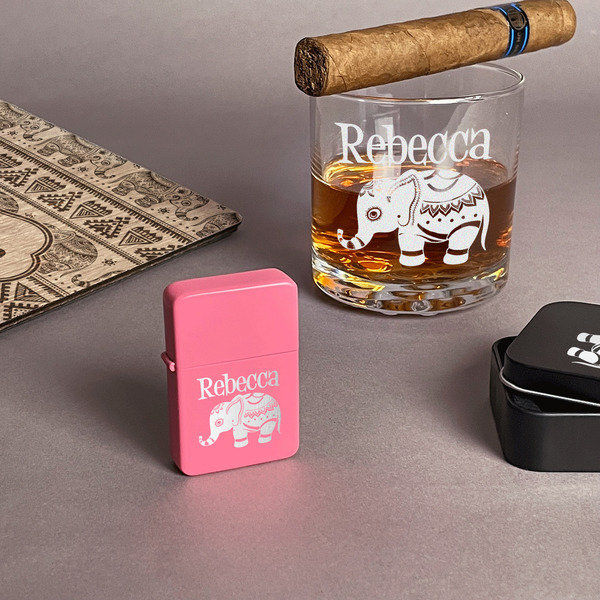 Baby Elephant Windproof Lighters - Pink - In Context