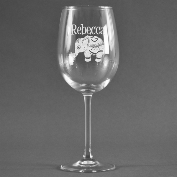 Custom Baby Elephant Wine Glass - Engraved (Personalized)