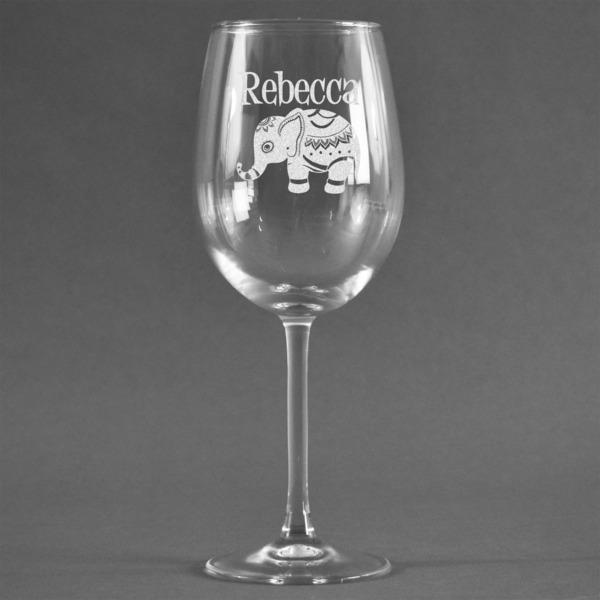Custom Baby Elephant Wine Glass - Engraved (Personalized)