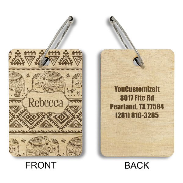 Baby Elephant Wood Luggage Tags - Rectangle - Approval