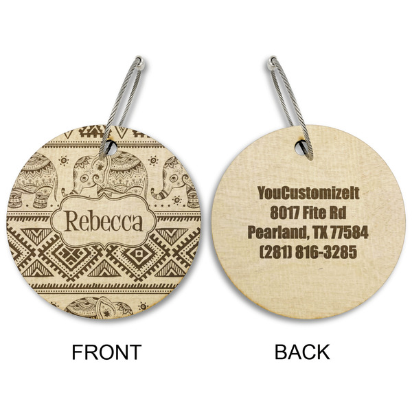 Baby Elephant Wood Luggage Tags - Round - Approval