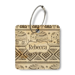 Baby Elephant Wood Luggage Tag - Square (Personalized)