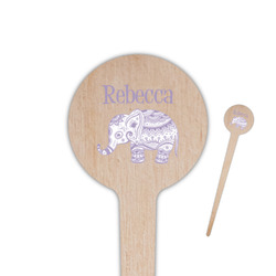 Baby Elephant 4" Round Wooden Food Picks - Double Sided (Personalized)