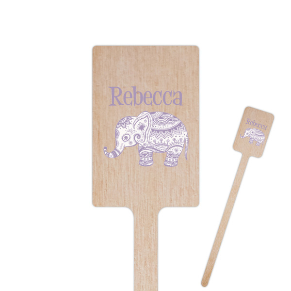 Custom Baby Elephant 6.25" Rectangle Wooden Stir Sticks - Single Sided (Personalized)