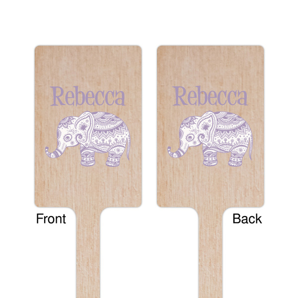 Baby Elephant Wooden 6.25" Stir Stick - Rectangular - Double Sided - Front & Back