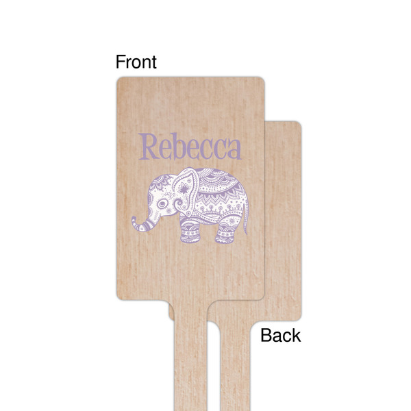 Baby Elephant Wooden 6.25" Stir Stick - Rectangular - Single - Front & Back
