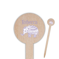 Baby Elephant 6" Round Wooden Food Picks - Single Sided (Personalized)