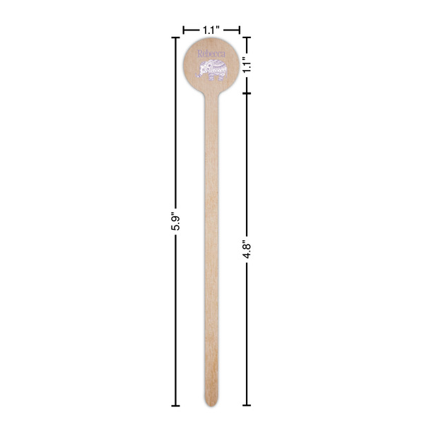 Baby Elephant Wooden 6" Stir Stick - Round - Dimensions
