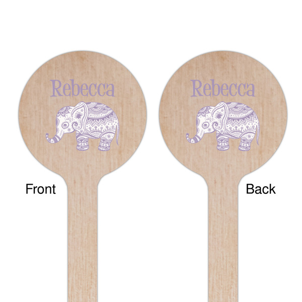 Baby Elephant Wooden 7.5" Stir Stick - Round - Double Sided - Front & Back