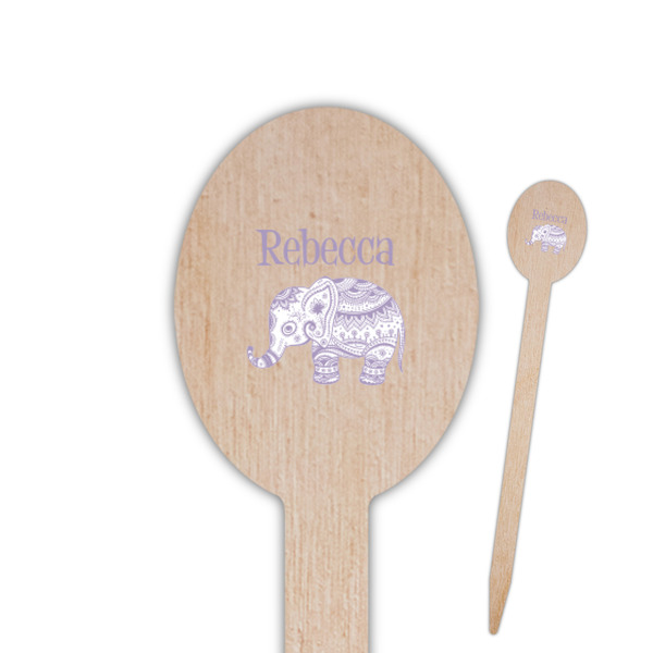 Custom Baby Elephant Oval Wooden Food Picks (Personalized)