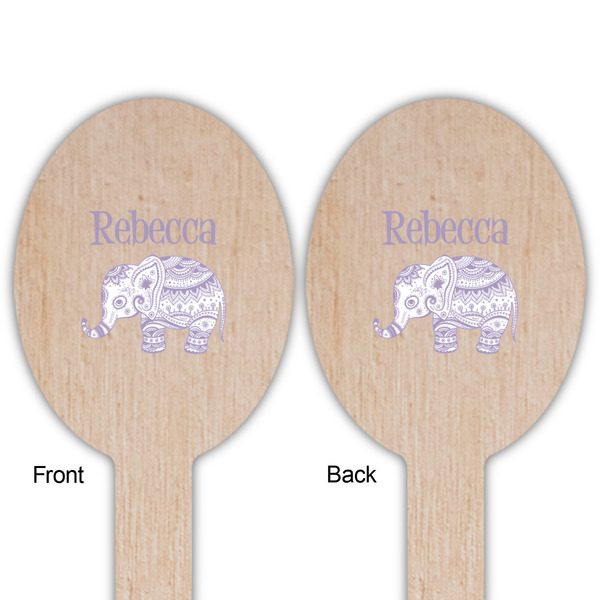 Baby Elephant Wooden Food Pick - Oval - Double Sided - Front & Back