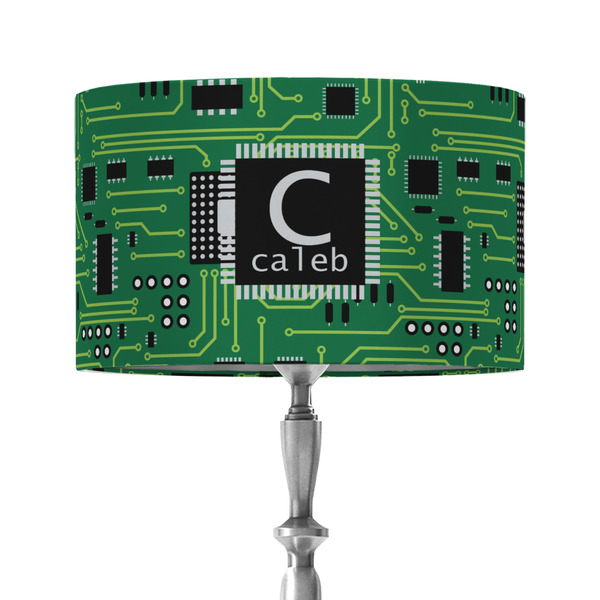 Circuit Board 12" Drum Lampshade - ON STAND (Fabric)
