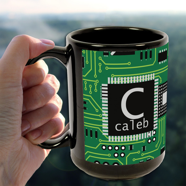 Circuit Board 15oz. Black Mug - LIFESTYLE