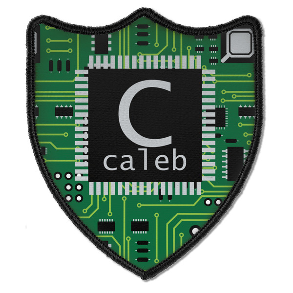 Custom Circuit Board Iron On Shield Patch B w/ Name and Initial