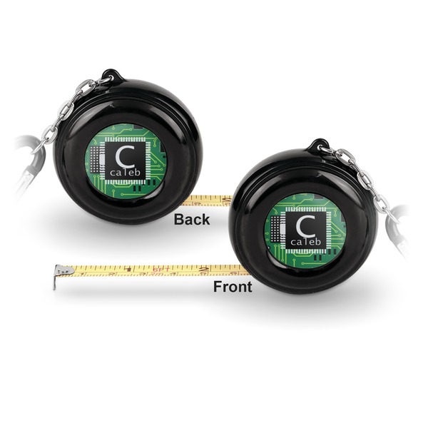 Circuit Board 6-Ft Pocket Tape Measure with Carabiner Hook - Front and Back
