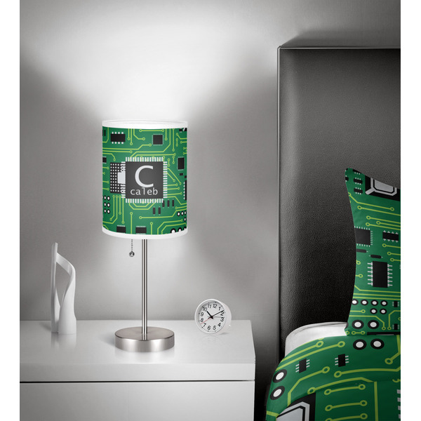 Circuit Board 7 inch drum lamp shade - in room